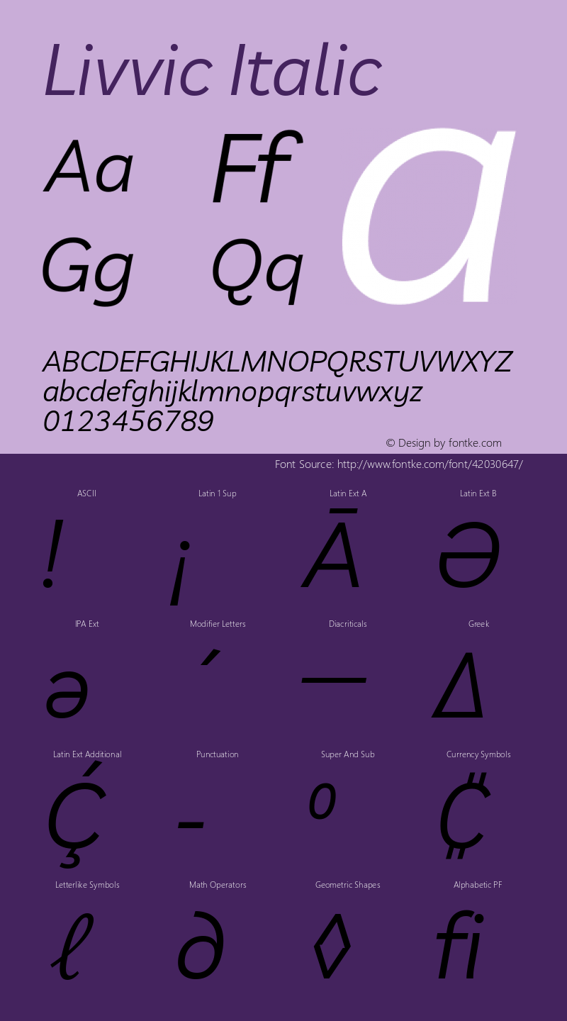 Livvic Italic Version 1.001; ttfautohint (v1.8.2)图片样张