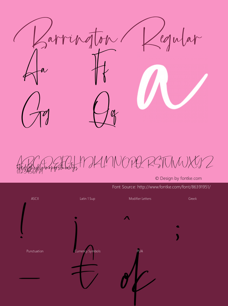 Barrington Version 1.00;June 1, 2019;FontCreator 11.5.0.2430 64-bit图片样张