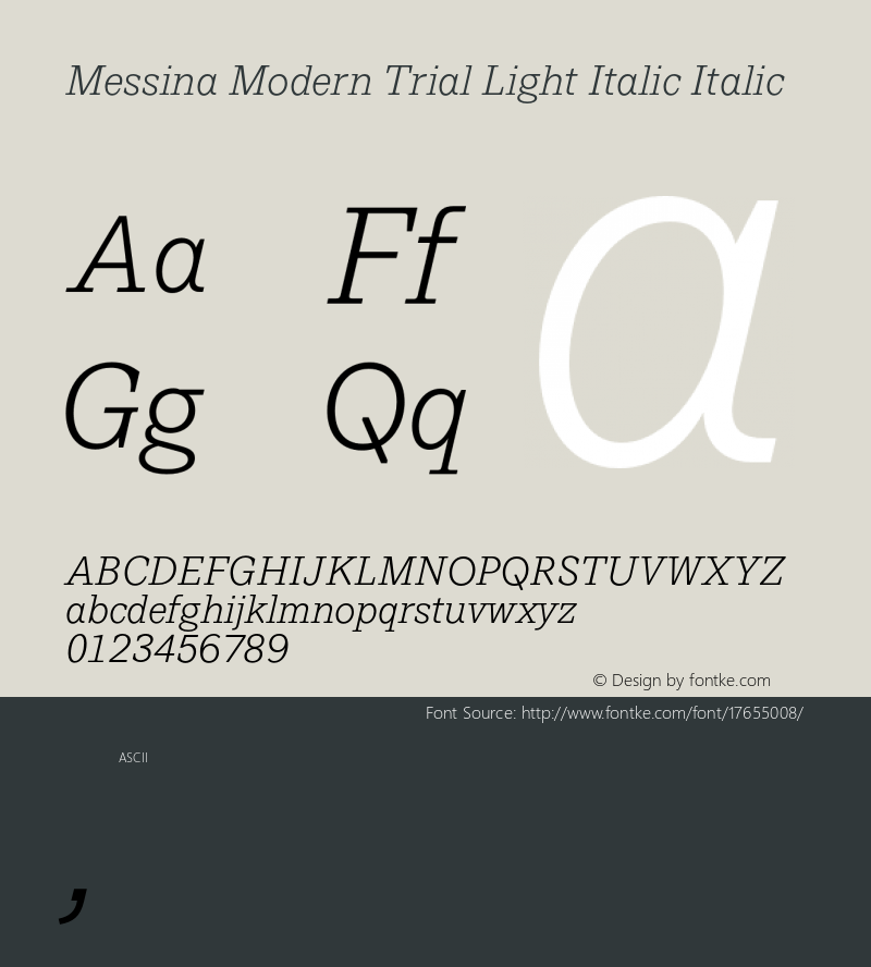 Messina Modern Trial Light Italic Italic Version 2.000;PS 002.000;hotconv 1.0.88;makeotf.lib2.5.64775图片样张