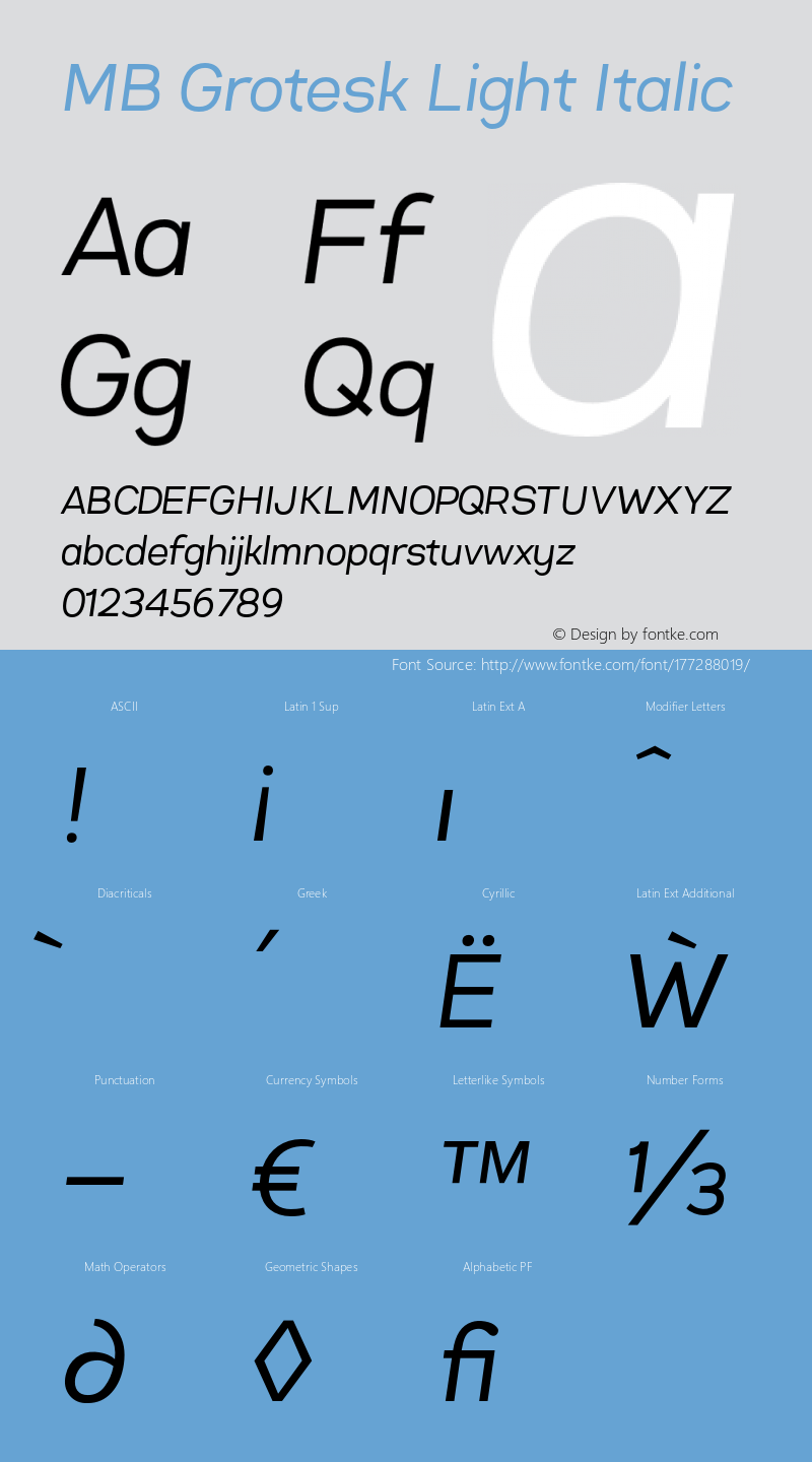 MBGrotesk-LightItalic Version 1.000 | wf-rip DC20180625图片样张