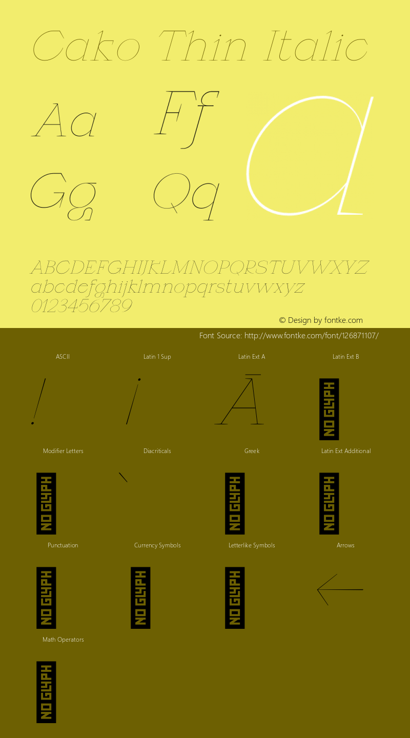 Cako Thin Italic Version 1.000 | B-MOD图片样张