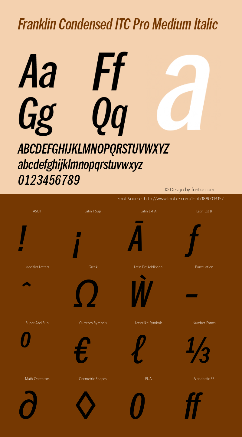 Franklin Condensed ITC Pro Medium Italic Version 1.01图片样张