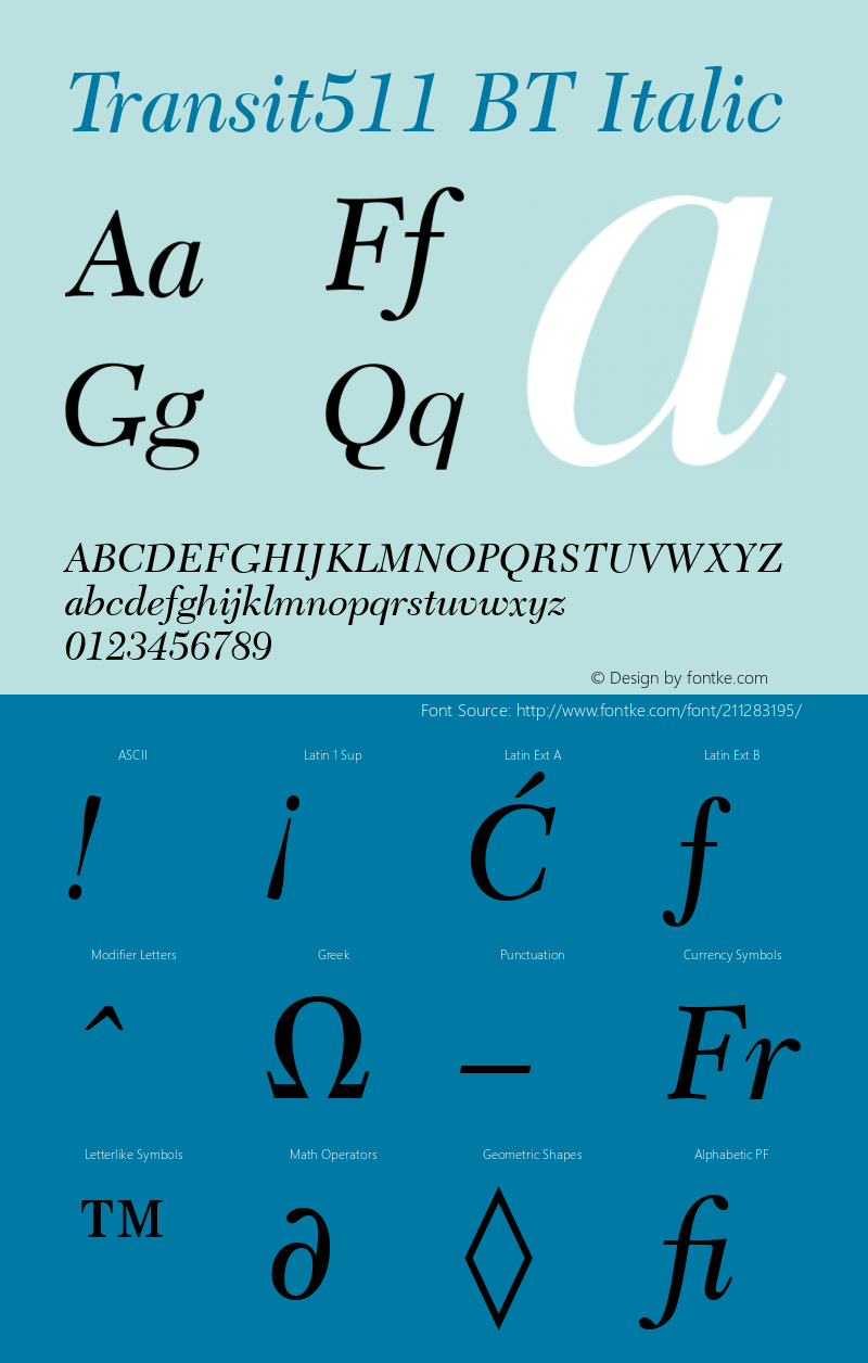 Transit511 BT Italic Version 1.01 emb4-OT图片样张