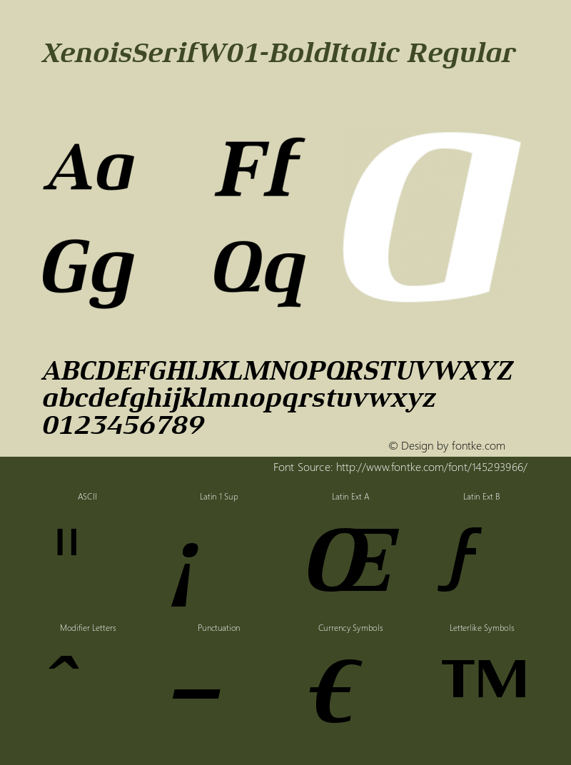 Xenois Serif W01 Bold Italic Version 1.00图片样张