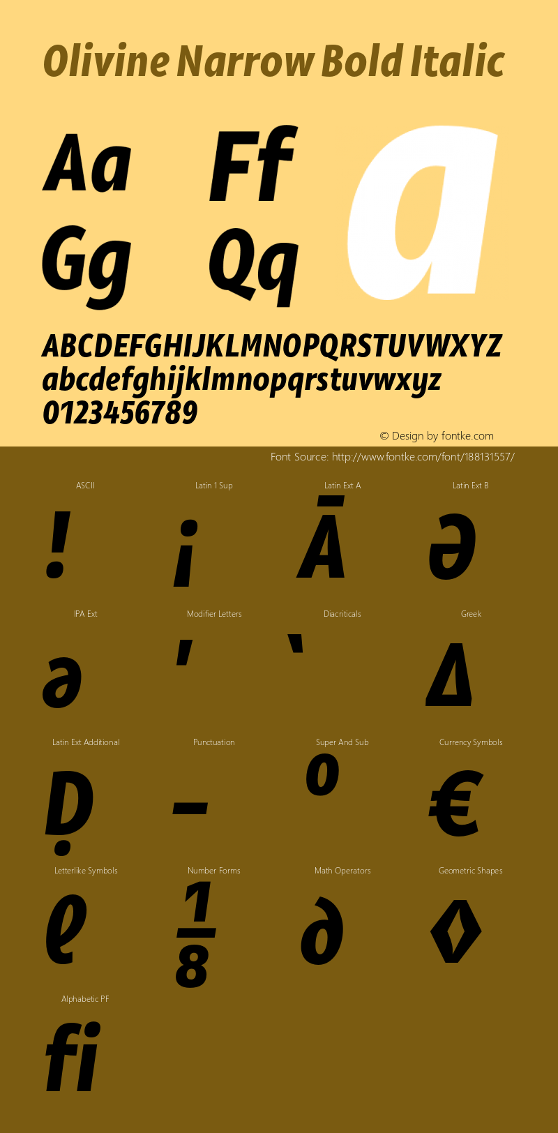 Olivine Narrow Bold Italic Version 1.000;PS 001.000;hotconv 1.0.88;makeotf.lib2.5.64775图片样张