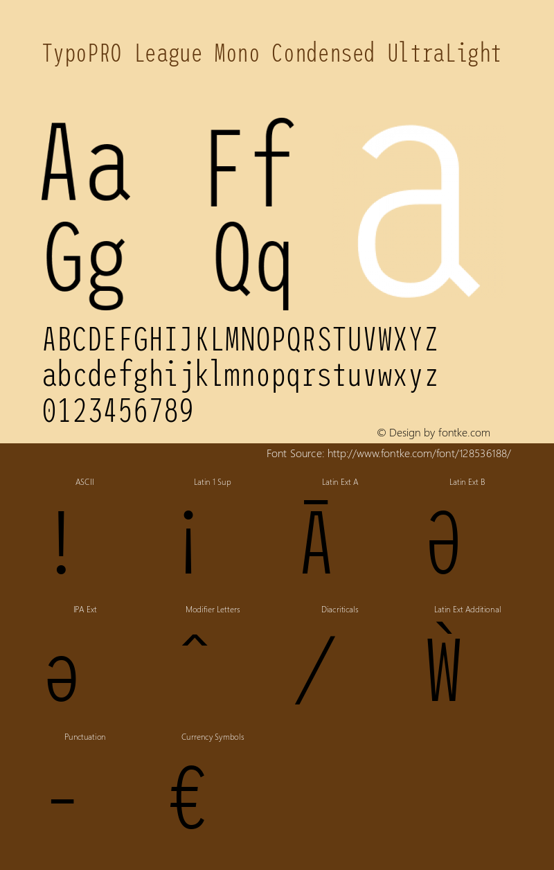 TypoPRO League Mono Condensed UltraLight Version 2.220;RELEASE图片样张