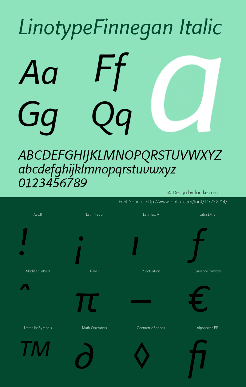 LinotypeFinnegan-Italic 005.000图片样张