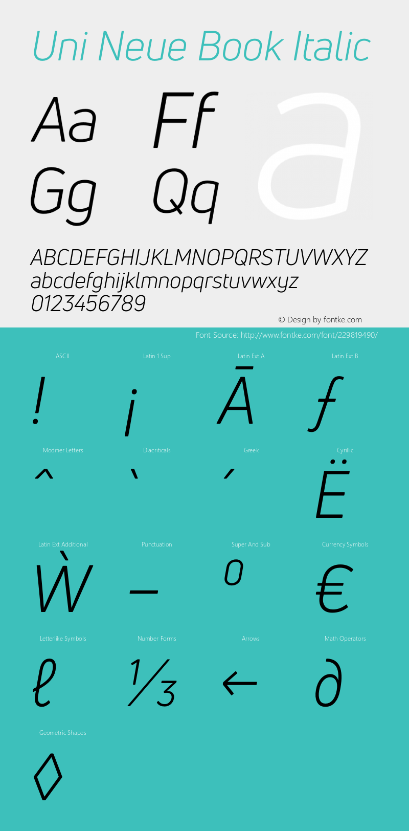 UniNeueBook-Italic Version 1.0图片样张