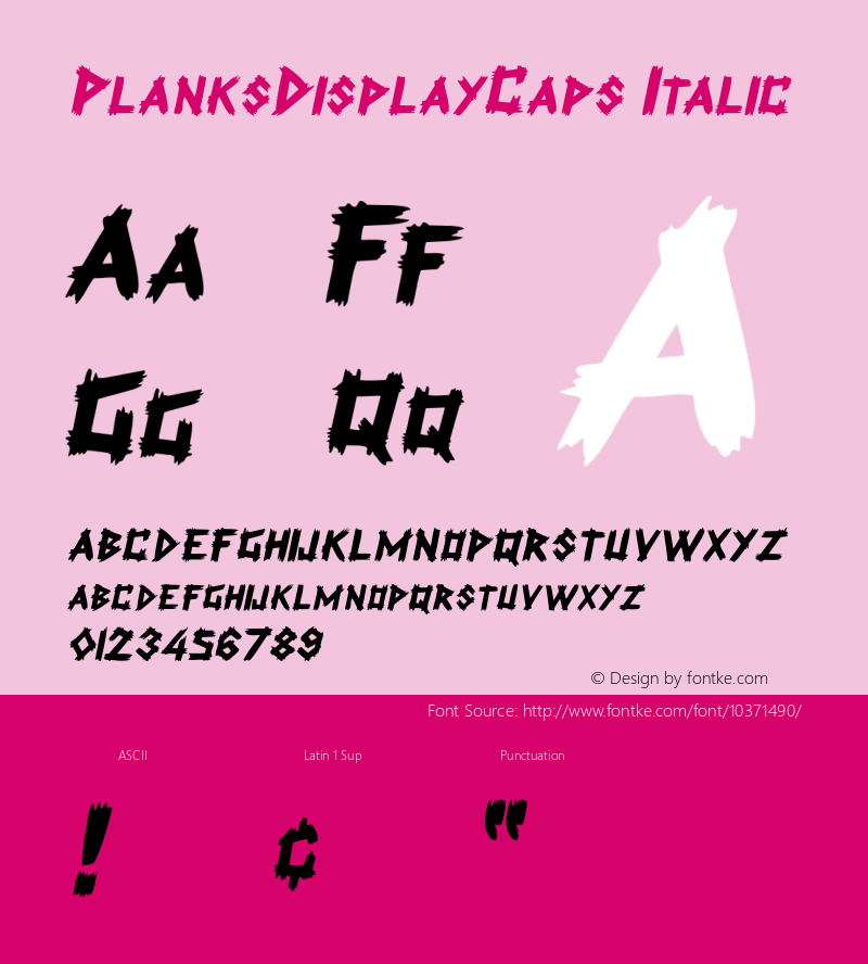 PlanksDisplayCaps Italic Macromedia Fontographer 4.1 7/1/96图片样张