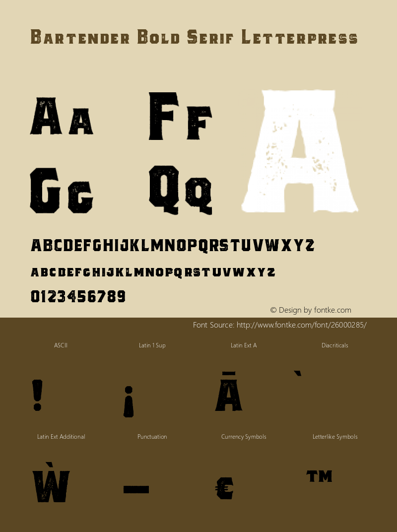 Bartender Bold Serif Letterpress Version 1.000;PS 001.000;hotconv 1.0.88;makeotf.lib2.5.64775图片样张