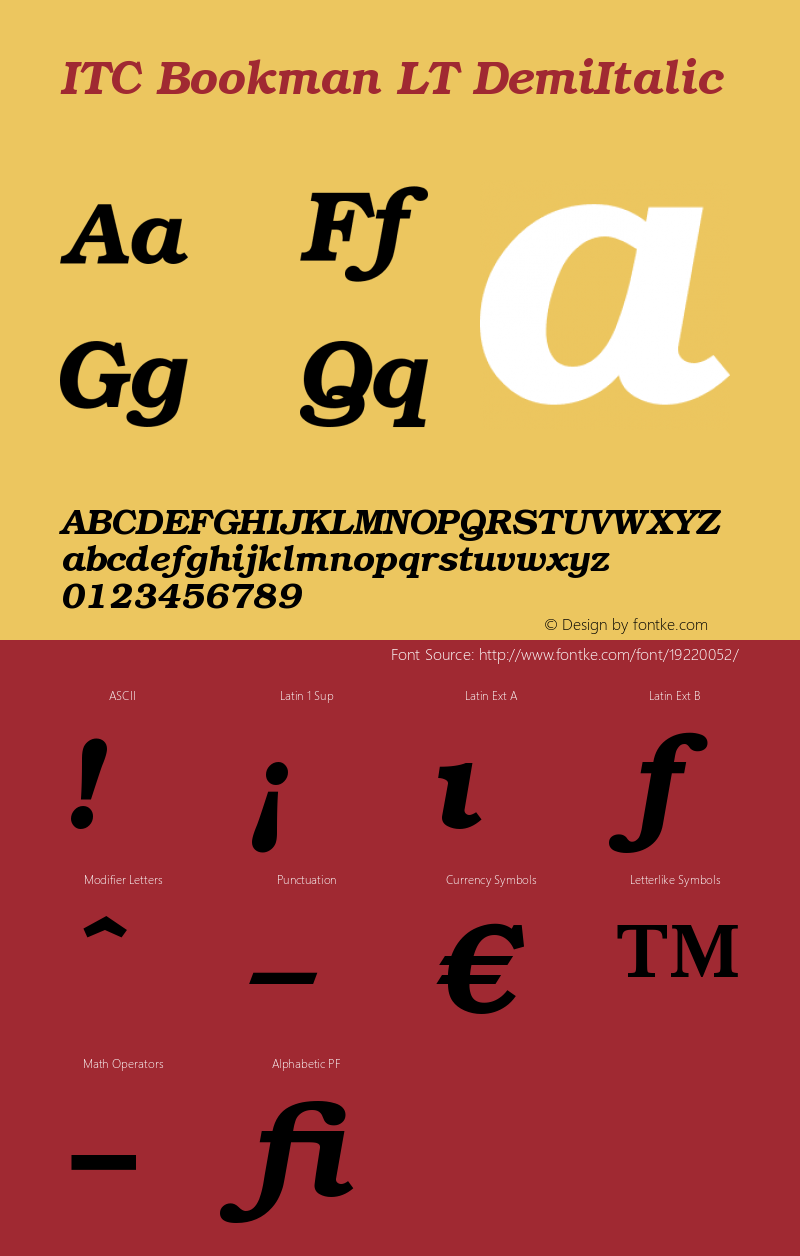 ITC Bookman LT Demi Italic Version 006.000图片样张