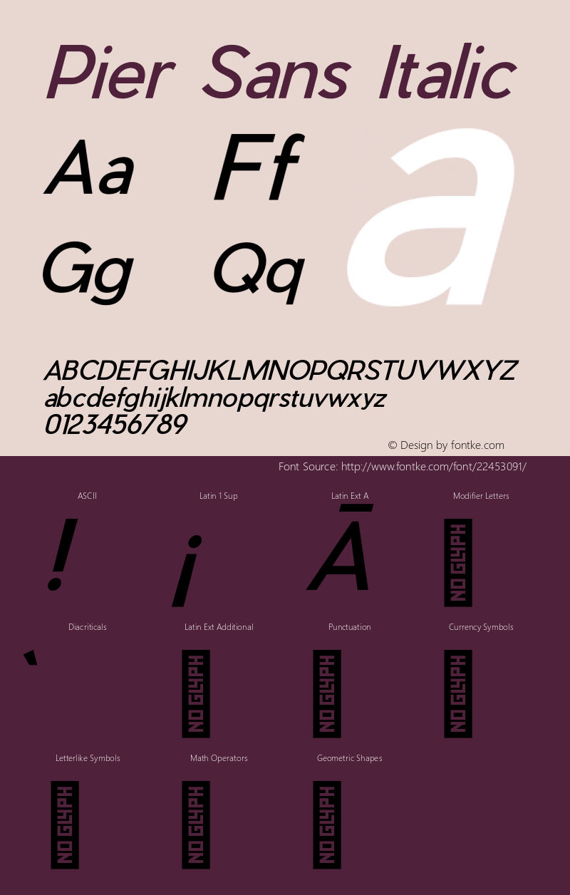 Pier Sans Italic Version 1.000;PS 001.000;hotconv 1.0.88;makeotf.lib2.5.64775图片样张