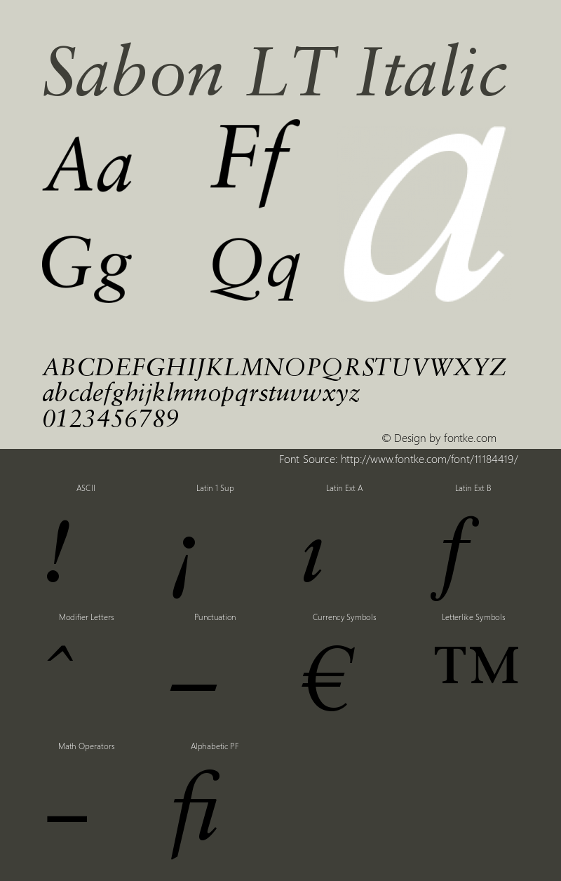 Sabon LT Italic Version 006.000图片样张