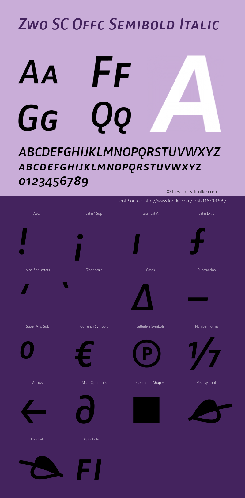 Zwo SC Offc Semibold Italic Version 7.504; 2010; Build 1023图片样张