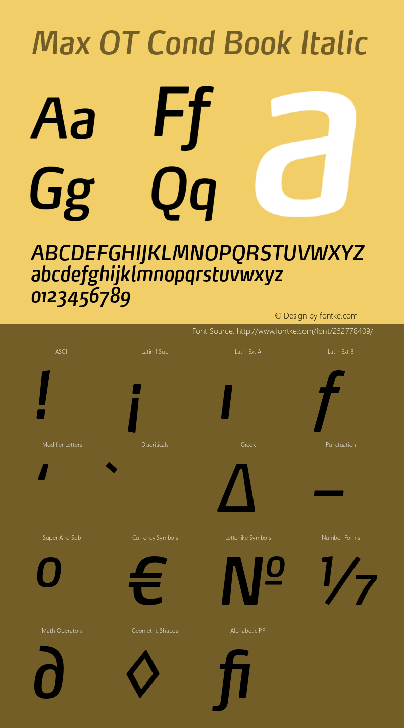 MaxOT-CondBookItalic Version 7.504; 2014; Build 1024图片样张