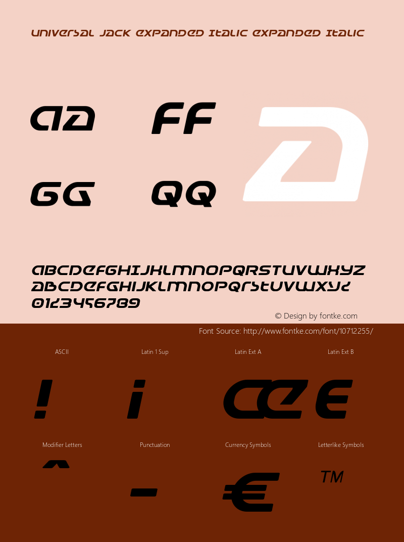 Universal Jack Expanded Italic Expanded Italic Version 3.0; 2015图片样张