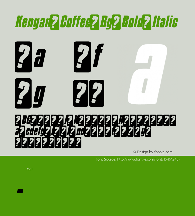 Kenyan Coffee Rg Bold Italic Version 4.001图片样张