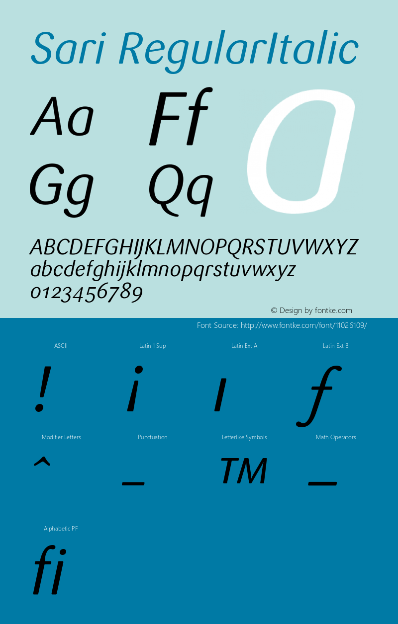 Sari RegularItalic Version 001.000图片样张