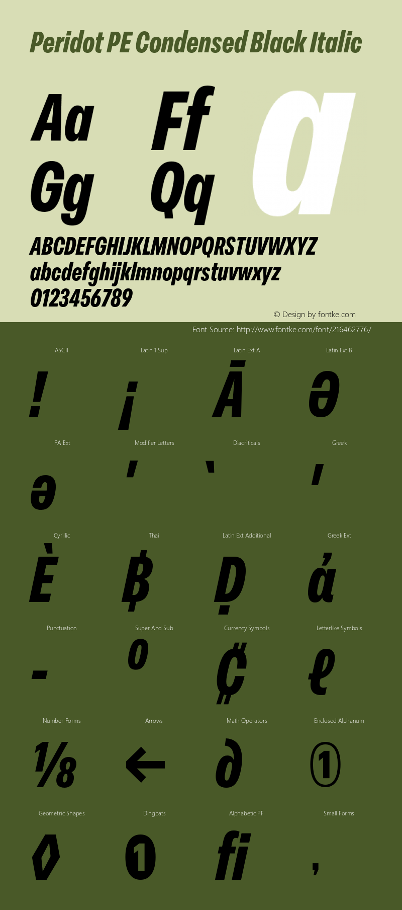 Peridot PE Condensed Black Italic Version 1.000 | web-otf图片样张