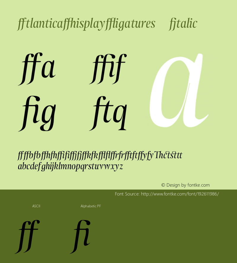 ☞Atlantica Display Ligatures Italic Version 1.000;PS 001.000;hotconv 1.0.38;com.myfonts.rsantos.atlantica.display-ligatures-italic.wfkit2.2AYL图片样张