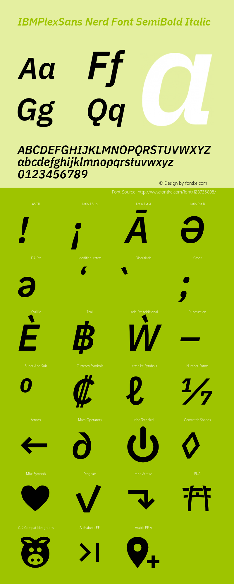 IBM Plex Sans SemiBold Italic Nerd Font Complete Version 3.2图片样张