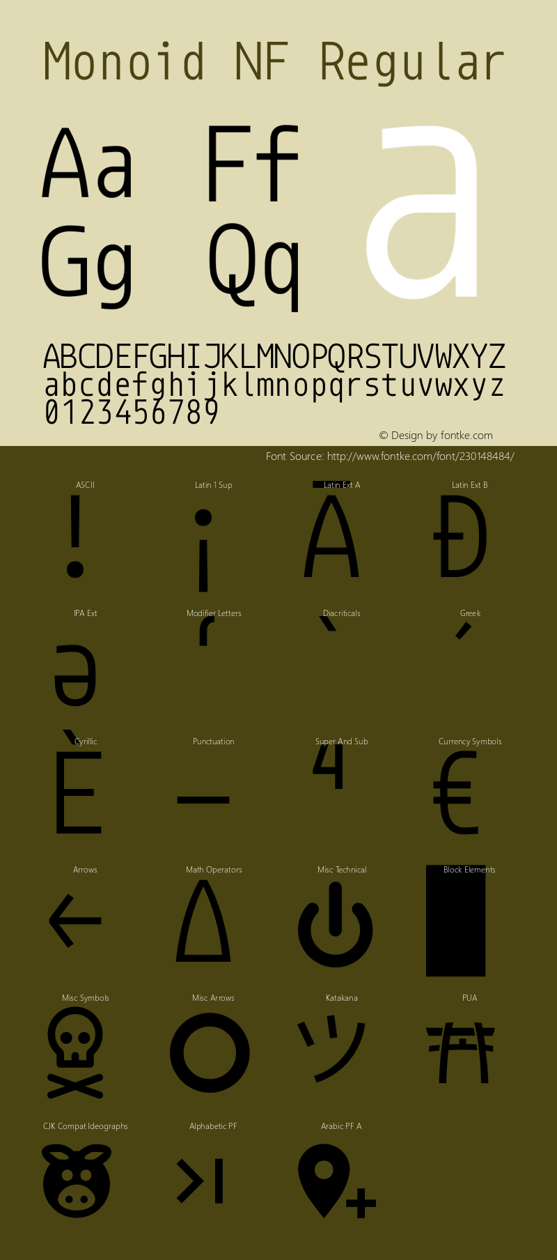 Monoid Regular Nerd Font Complete Windows Compatible Version 0.61;Nerd Fonts 2.1.0图片样张