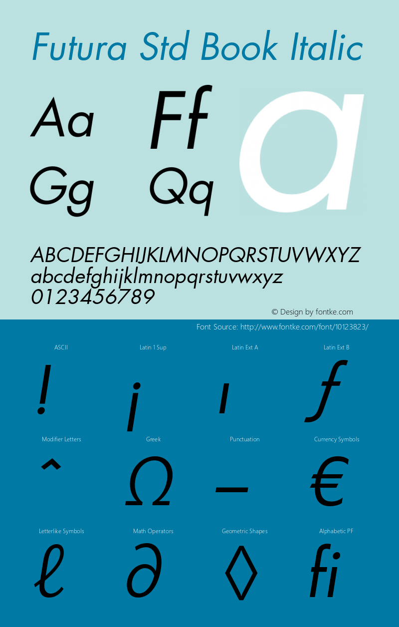 Futura Std Book Italic OTF 1.029;PS 001.003;Core 1.0.33;makeotf.lib1.4.1585图片样张