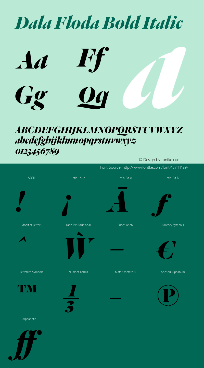 Dala Floda Bold Italic Version 1.002;PS 001.002;hotconv 1.0.57;makeotf.lib2.0.21895图片样张