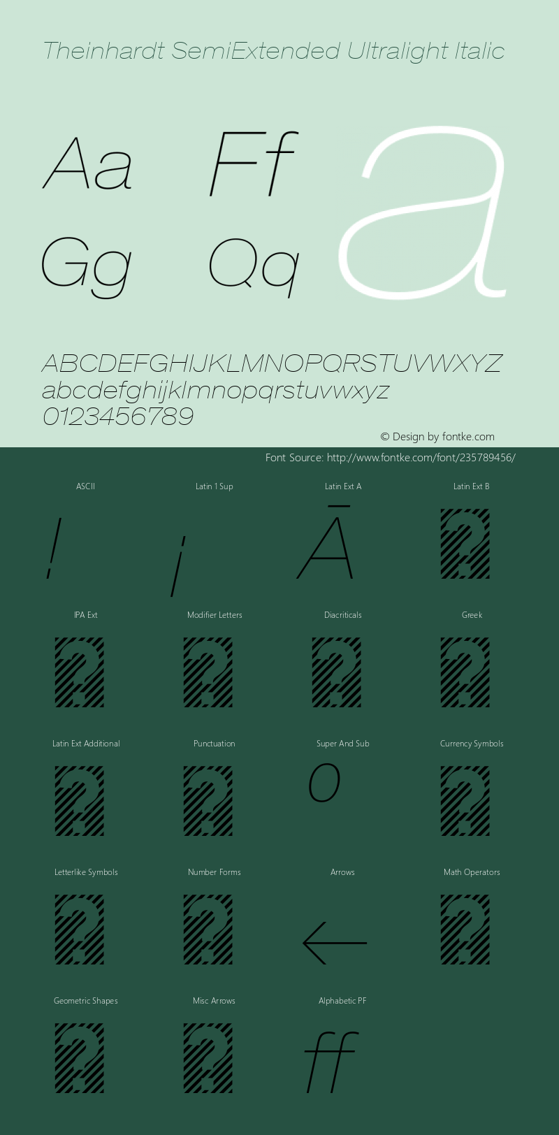 Theinhardt SemiExtended Ultralight Italic Version 1.002; build 0003图片样张