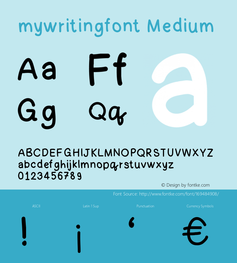 mywritingfont Version 001.000图片样张