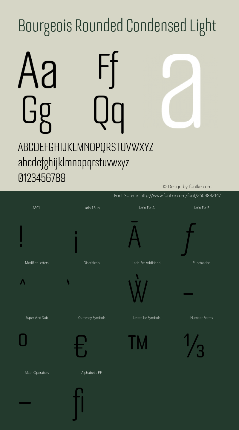 Bourgeois Rounded Condensed Light Version 1.000;PS 001.000;hotconv 1.0.88;makeotf.lib2.5.64775图片样张