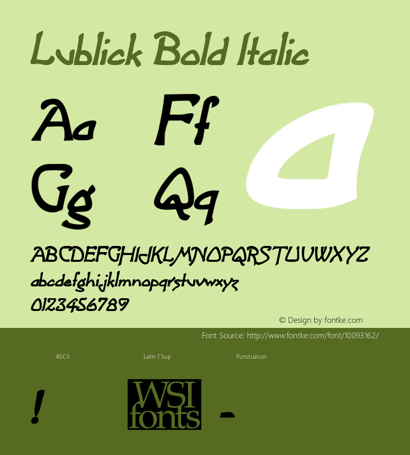 Lublick Bold Italic The IMSI MasterFonts Collection, tm 1995, 1996 IMSI (International Microcomputer Software Inc.)图片样张