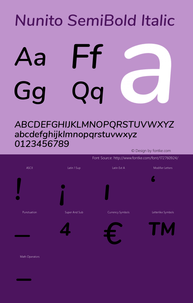 Nunito SemiBold Italic Version 3.504图片样张
