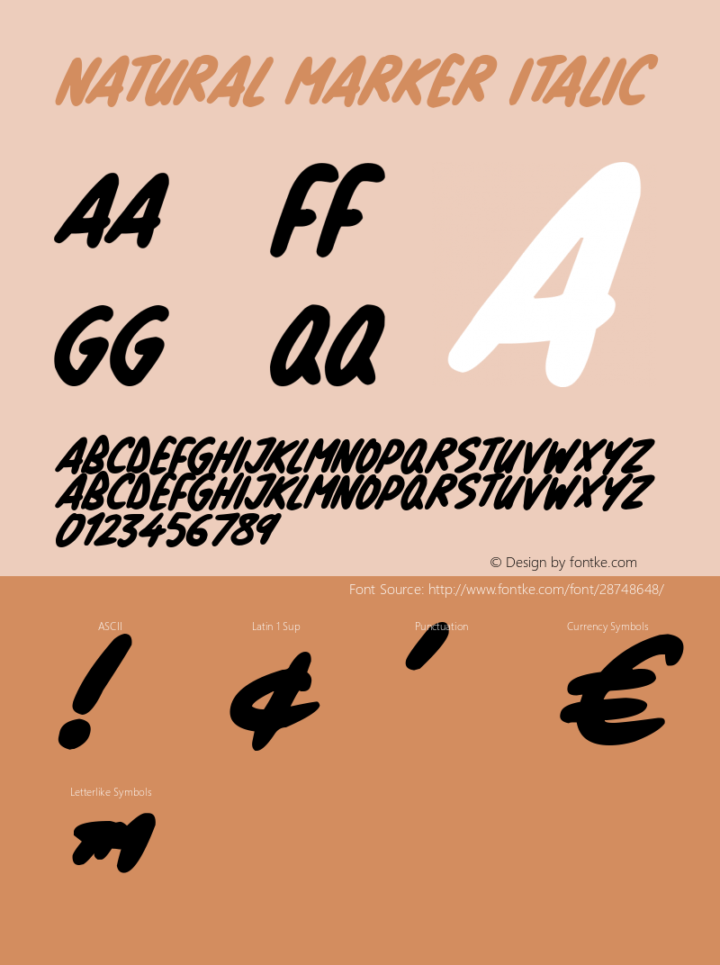 Natural Marker Italic Version 1.00 March 14, 2019, initial release图片样张
