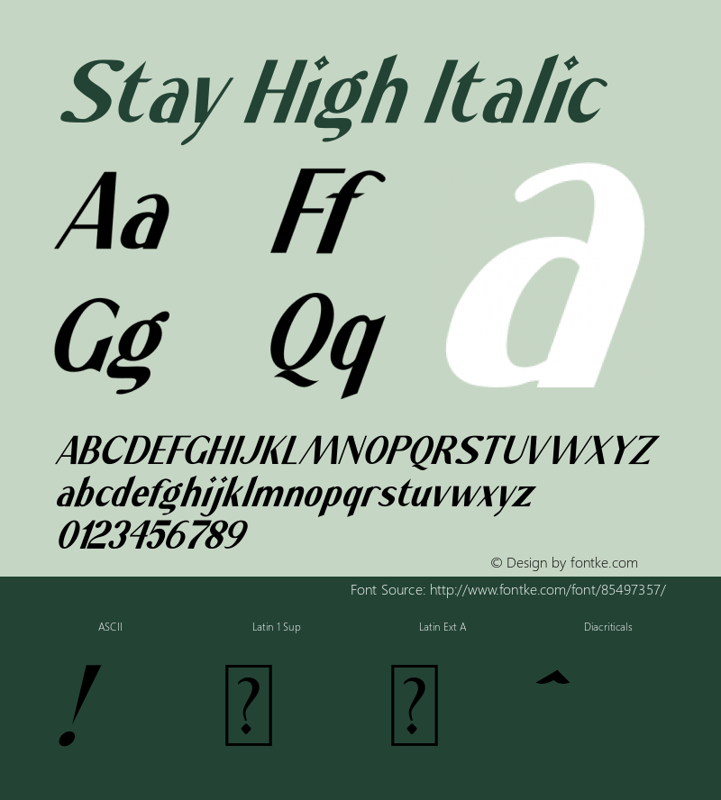 Stay High Italic Version 1.00;September 2, 2020;FontCreator 12.0.0.2563 64-bit图片样张