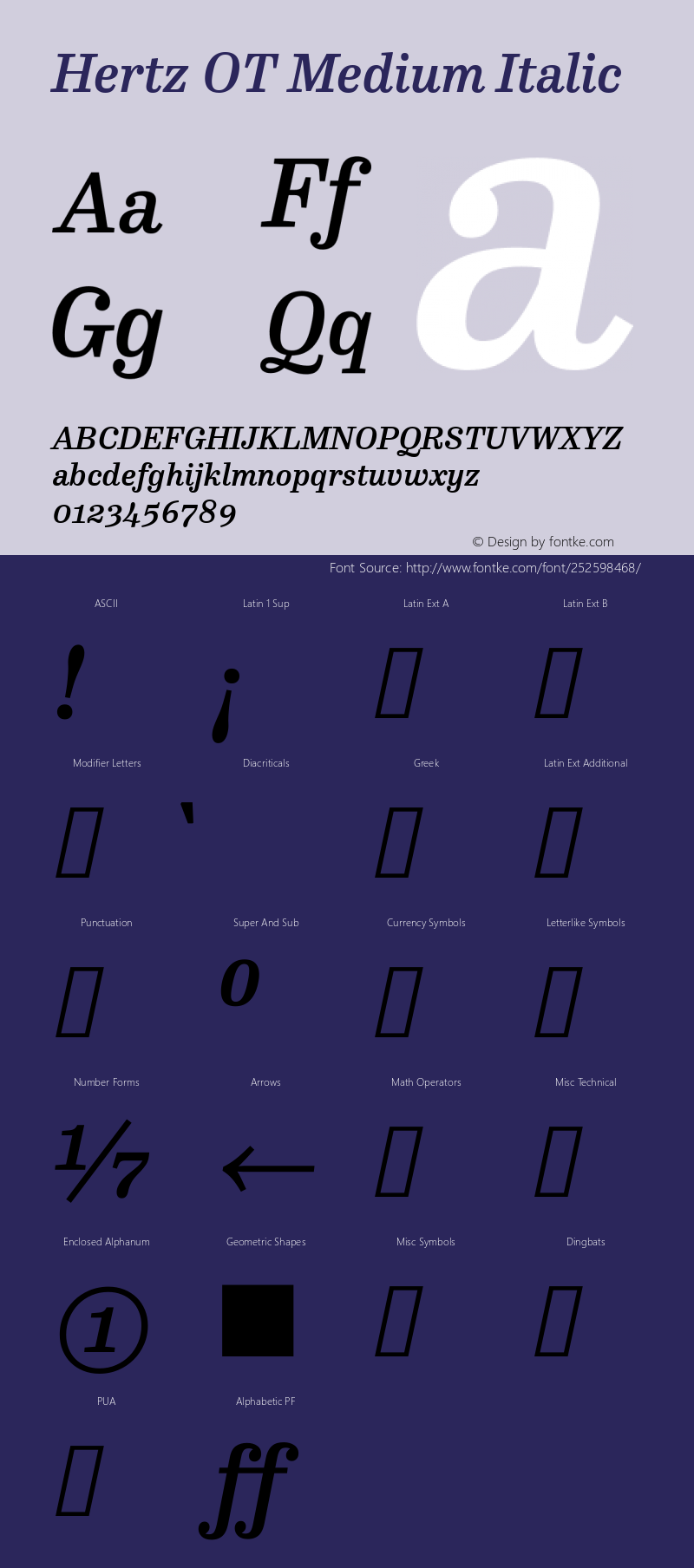 Hertz OT Medium Italic Version 7.504; 2016; Build 1025图片样张