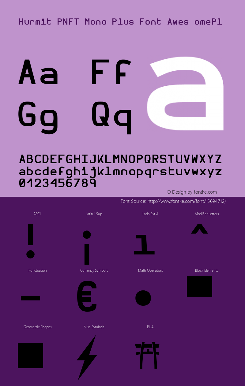 Hurmit PNFT Mono Plus Font Awes omePl Version 1.21;Nerd Fonts 0.5.图片样张