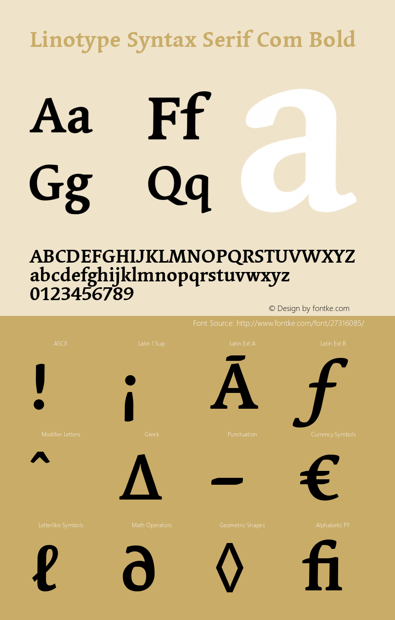 Linotype Syntax Serif Com Bold Version 1.01图片样张