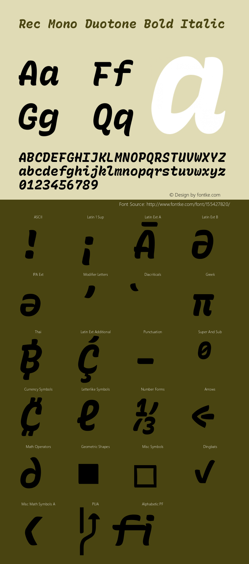 Rec Mono Duotone Bold Italic Version 1.078图片样张