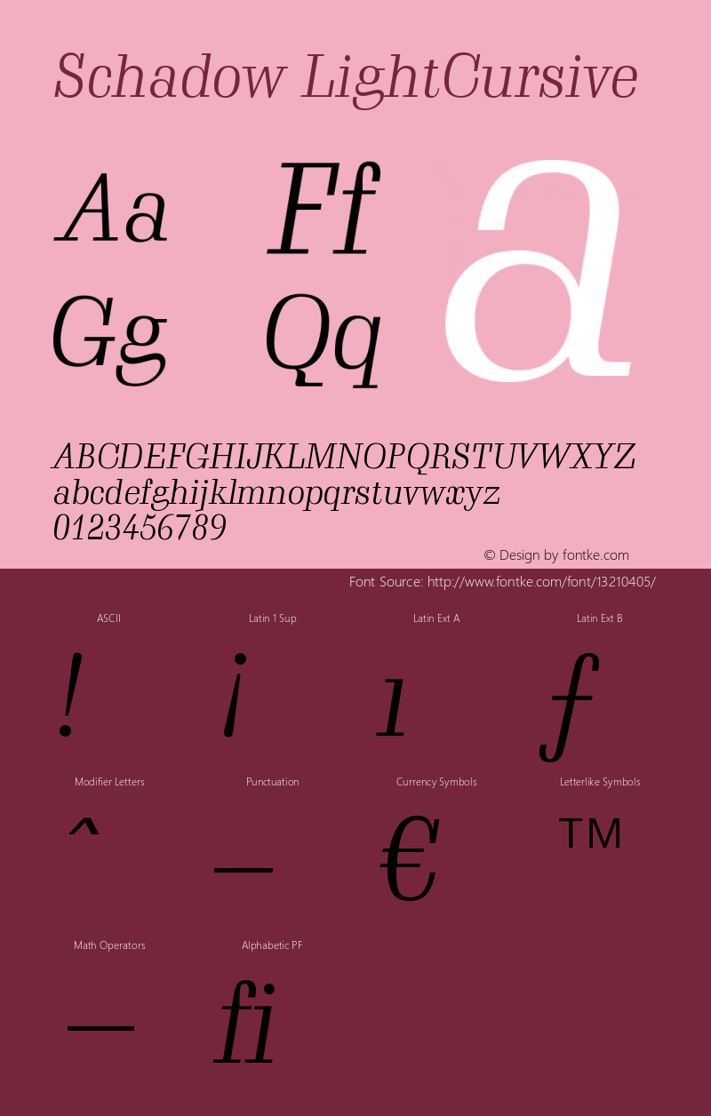 Schadow LightCursive Version 003.001图片样张