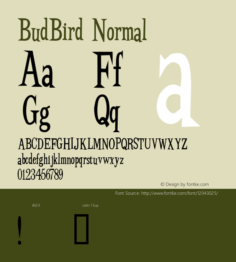 BudBird Normal Macromedia Fontographer 4.1 11/1/97图片样张