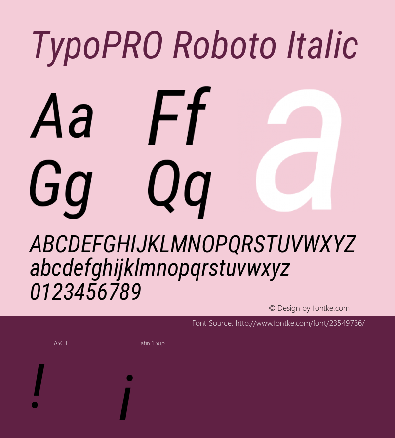 TypoPRO Roboto Condensed Italic Version 2.136; 2016图片样张