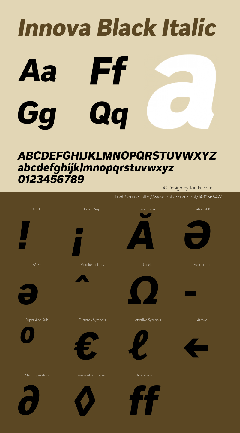 Innova Black Italic Version 1.05          UltraPrecision Font图片样张