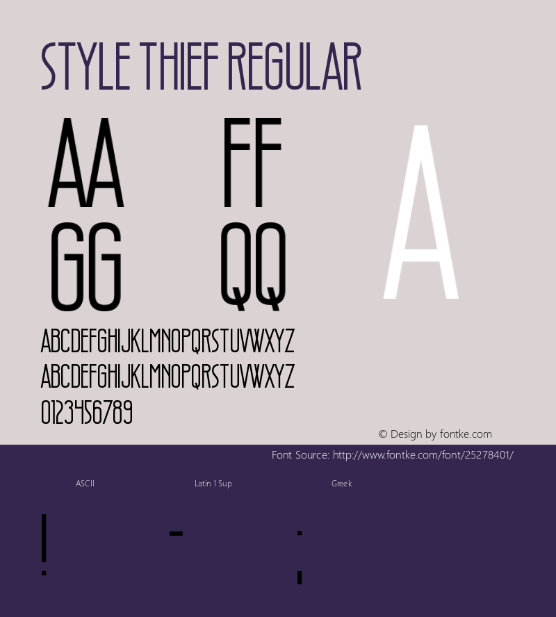 Style Thief Version 1.00;March 13, 2018;FontCreator 11.5.0.2421 64-bit图片样张