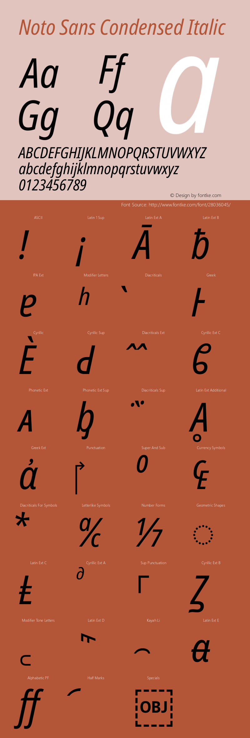 Noto Sans Condensed Italic Version 2.001图片样张