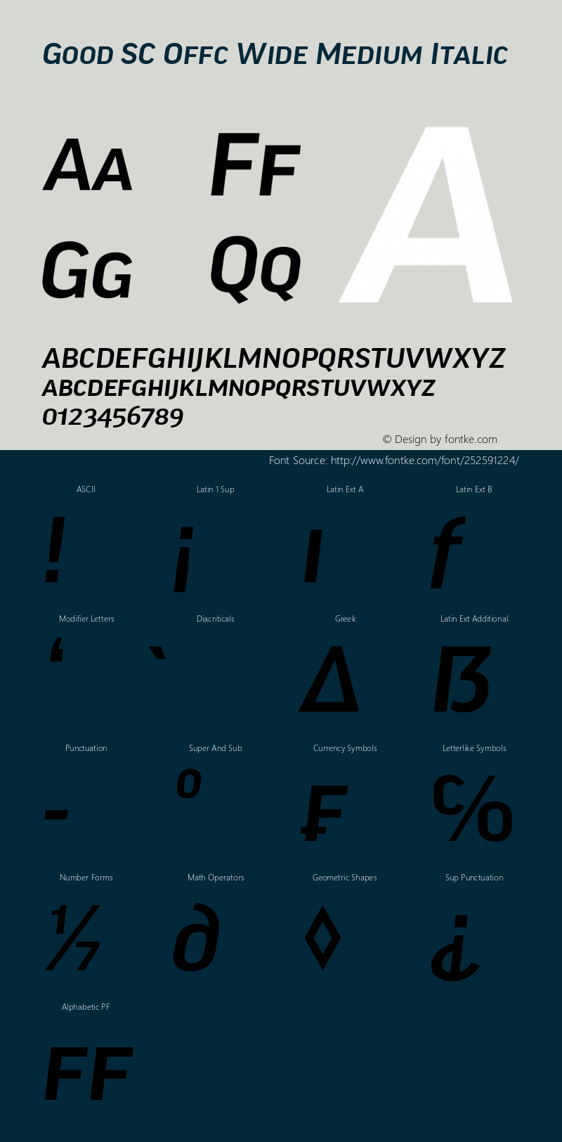 Good SC Offc Wide Medium Italic Version 7.504; 2010; Build 1021图片样张