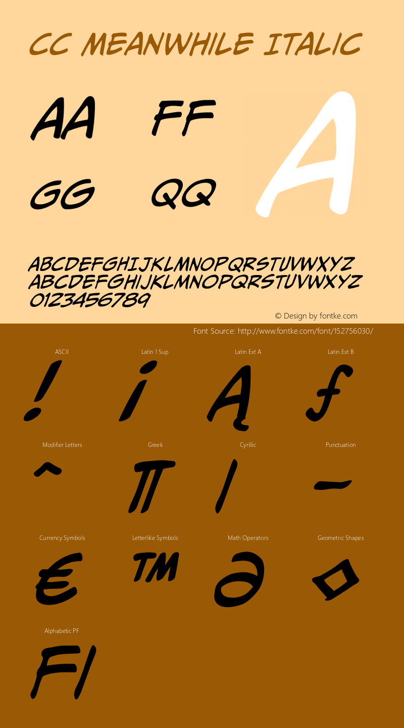 CCMeanwhile-Italic Version 1.00 2011图片样张