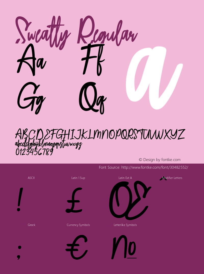 Sweatty Version 1.00;March 12, 2019;FontCreator 11.5.0.2421 32-bit图片样张