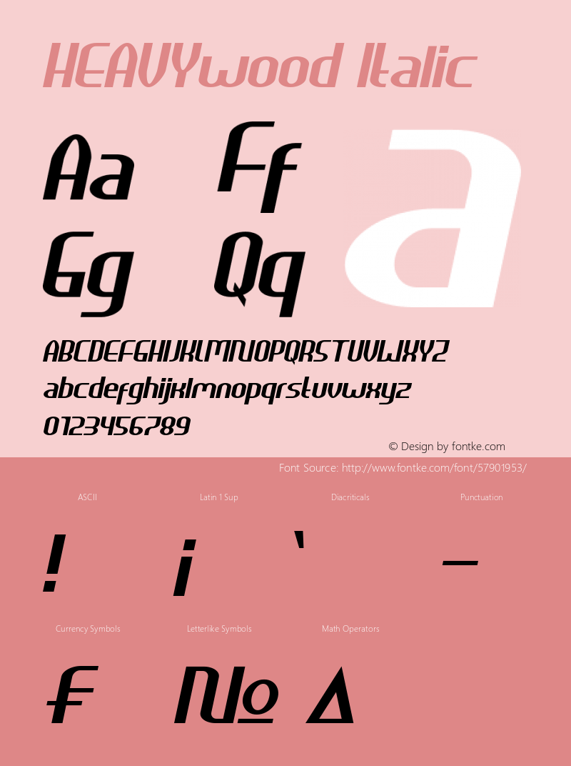 HEAVYwood Italic Version 1.00;November 21, 2019;FontCreator 12.0.0.2535 64-bit图片样张