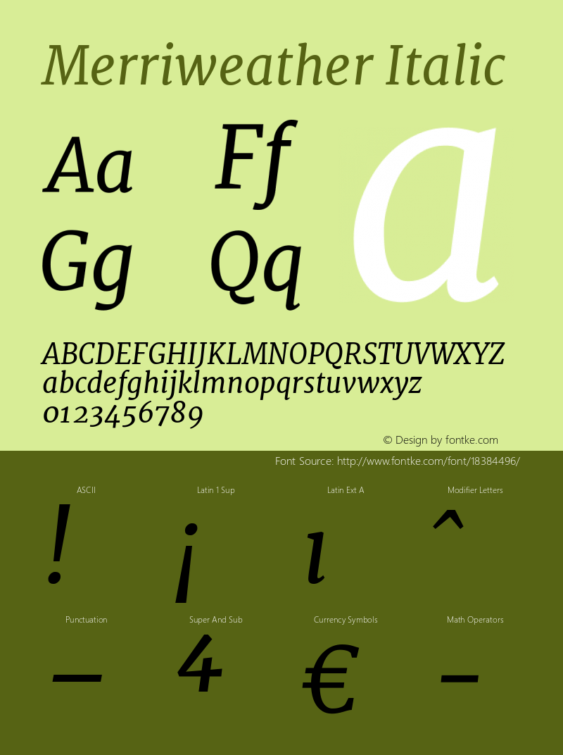 Merriweather Italic Version 1.001图片样张